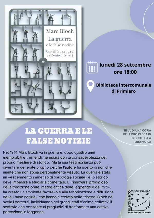 Incontro su "La guerra e le false notizie" di Marc Bloch
