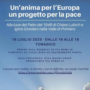 Un'anima per l'Europa, un progetto per la Pace